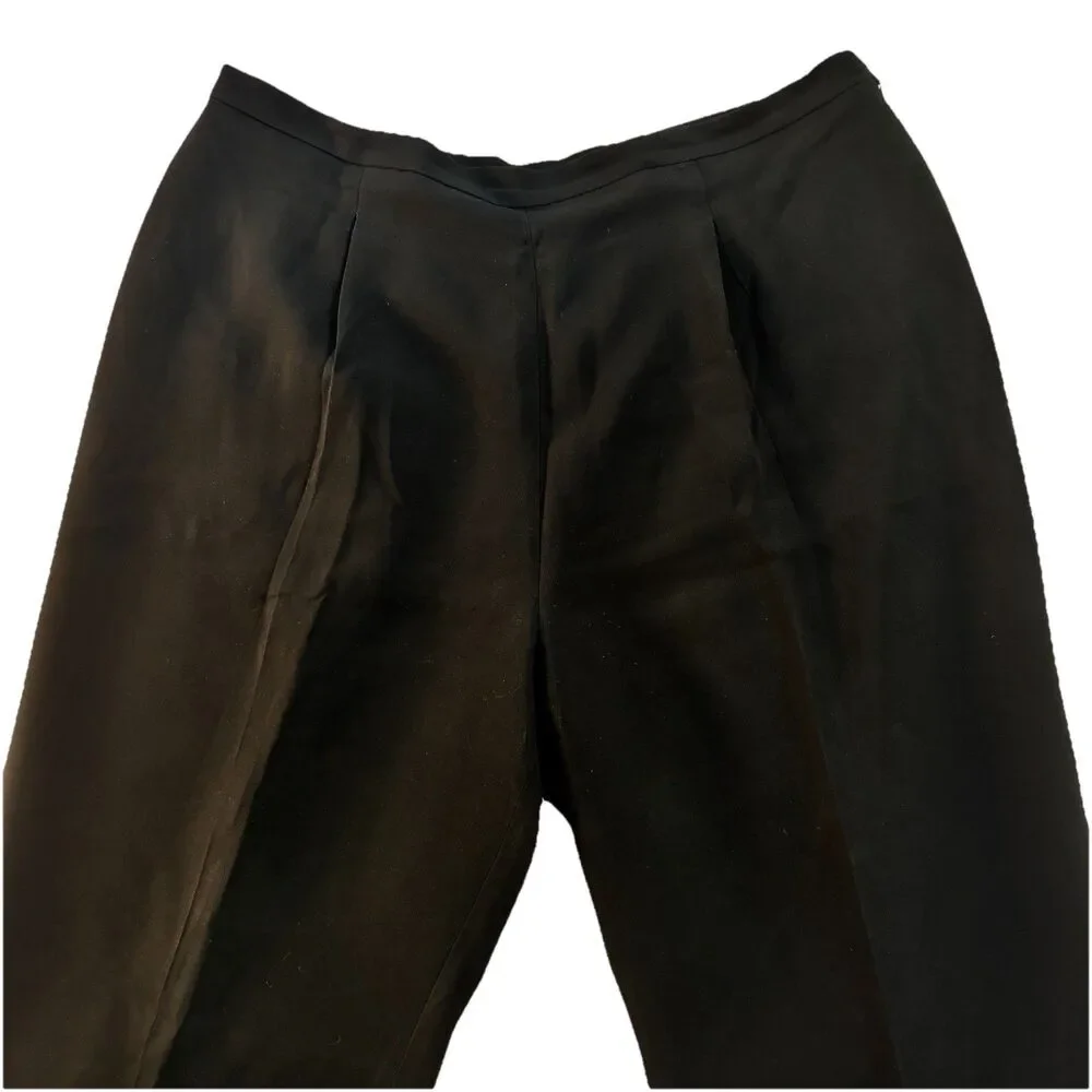 LE SUIT WOMAN SZ 16W BLACK LINED DRESS PANTS SIDE ZIP PLEATED